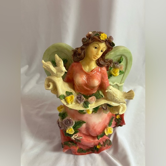 Vibrant Angel Figurine with Floral Accents - Picture 6 of 8